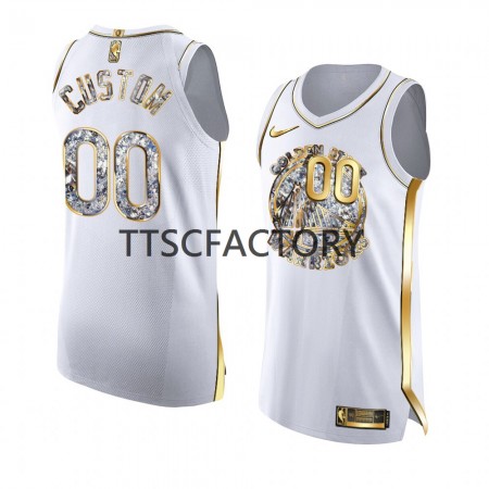 Maillot Basket Golden State Warriors Personnalisé Nike 2022 Golden Diamond Edition Blanc Swingman - Homme